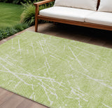 8' X 10' Artichoke Green And Ivory Abstract Washable Indoor Outdoor Area Rug
