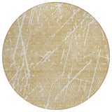 8' Beige And Ivory Round Abstract Washable Indoor Outdoor Area Rug