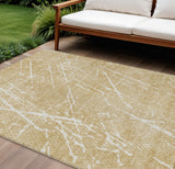 8' X 10' Beige And Ivory Abstract Washable Indoor Outdoor Area Rug