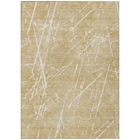 8' X 10' Beige And Ivory Abstract Washable Indoor Outdoor Area Rug