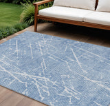 8' X 10' Blue And Ivory Abstract Washable Indoor Outdoor Area Rug