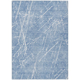 8' X 10' Blue And Ivory Abstract Washable Indoor Outdoor Area Rug