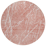8' Blush And Ivory Round Abstract Washable Indoor Outdoor Area Rug