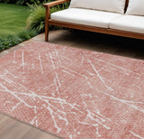 8' X 10' Blush And Ivory Abstract Washable Indoor Outdoor Area Rug