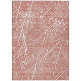 8' X 10' Blush And Ivory Abstract Washable Indoor Outdoor Area Rug