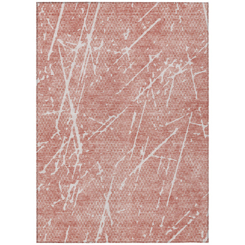 8' X 10' Blush And Ivory Abstract Washable Indoor Outdoor Area Rug