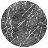 8' Charcoal Ivory And Gray Round Abstract Washable Indoor Outdoor Area Rug