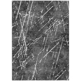 8' X 10' Charcoal Ivory And Gray Abstract Washable Indoor Outdoor Area Rug