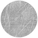 8' Gray Ivory And Silver Round Abstract Washable Indoor Outdoor Area Rug