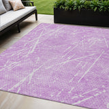 5' X 8' Lilac And Ivory Abstract Washable Indoor Outdoor Area Rug