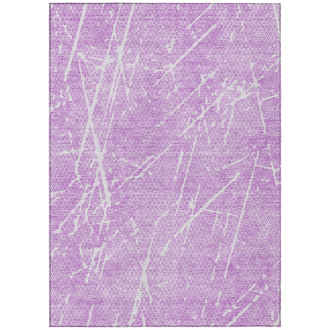 5' X 8' Lilac And Ivory Abstract Washable Indoor Outdoor Area Rug