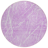 8' Lilac And Ivory Round Abstract Washable Indoor Outdoor Area Rug
