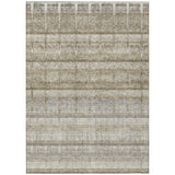 5' X 8' Taupe Gray And Beige Striped Washable Indoor Outdoor Area Rug