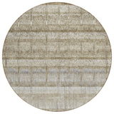 8' Taupe Gray And Beige Round Striped Washable Indoor Outdoor Area Rug