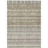 8' X 10' Taupe Gray And Beige Striped Washable Indoor Outdoor Area Rug