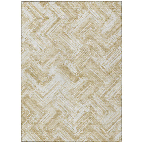 8' X 10' Beige Tan And Ivory Geometric Washable Indoor Outdoor Area Rug