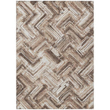 5' X 8' Brown Taupe And Tan Geometric Washable Indoor Outdoor Area Rug