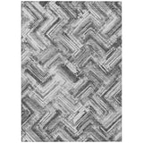 8' X 10' Gray Silver And Ivory Geometric Washable Indoor Outdoor Area Rug