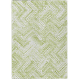 8' X 10' Green And Ivory Geometric Washable Indoor Outdoor Area Rug