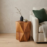 24" Brown Solid Wood End Table