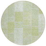 8' Artichoke Green And Ivory Round Patchwork Washable Indoor Outdoor Area Rug