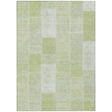 8' X 10' Artichoke Green And Ivory Patchwork Washable Indoor Outdoor Area Rug