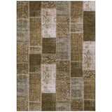 5' X 8' Brown And Ivory Patchwork Washable Indoor Outdoor Area Rug