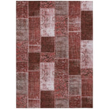 5' X 8' Burgundy Merlot And Blush Patchwork Washable Indoor Outdoor Area Rug