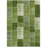 8' X 10' Olive Green And Artichoke Green Patchwork Washable Indoor Outdoor Area Rug
