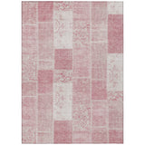 8' X 10' Pink Blush And Ivory Patchwork Washable Indoor Outdoor Area Rug