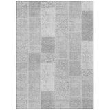 5' X 8' Silver Gray And Graphite Patchwork Washable Indoor Outdoor Area Rug