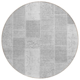 8' Silver Gray And Graphite Round Patchwork Washable Indoor Outdoor Area Rug
