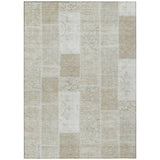 5' X 8' Taupe Beige And Tan Patchwork Washable Indoor Outdoor Area Rug