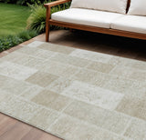 8' X 10' Taupe Beige And Tan Patchwork Washable Indoor Outdoor Area Rug