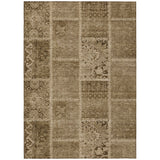 5' X 8' Brown And Beige Patchwork Washable Indoor Outdoor Area Rug