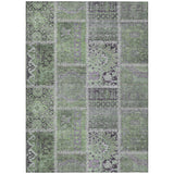 8' X 10' Green And Charcoal Patchwork Washable Indoor Outdoor Area Rug