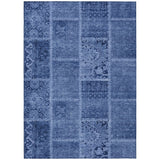 5' X 8' Navy Blue And Denim Blue Patchwork Washable Indoor Outdoor Area Rug