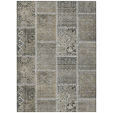 5' X 8' Taupe Beige And Tan Patchwork Washable Indoor Outdoor Area Rug