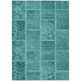 8' X 10' Turquoise Teal Blue And Aqua Patchwork Washable Indoor Outdoor Area Rug