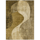 3' X 5' Brown Beige And Ivory Abstract Washable Indoor Outdoor Area Rug