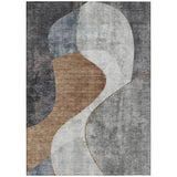 8' X 10' Gray Charcoal And Brown Abstract Washable Indoor Outdoor Area Rug
