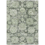 8' X 10' Artichoke Green And Olive Green Floral Washable Indoor Outdoor Area Rug