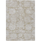 3' X 5' Beige Tan And Gray Floral Washable Indoor Outdoor Area Rug