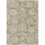 8' X 10' Brown Tan And Beige Floral Washable Indoor Outdoor Area Rug