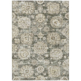 5' X 8' Taupe Beige And Gray Floral Washable Indoor Outdoor Area Rug