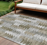 8' X 10' Brown Beige And Gray Geometric Washable Indoor Outdoor Area Rug