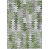 8' X 10' Green And Fern Green Geometric Washable Indoor Outdoor Area Rug