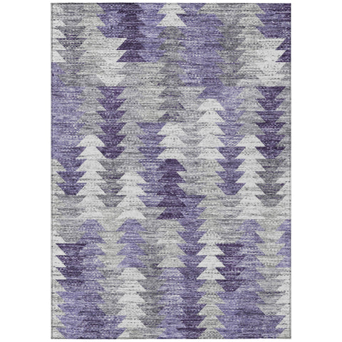 3' X 5' Purple Lavender And Gray Geometric Washable Indoor Outdoor Area Rug