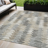 5' X 8' Taupe Beige And Tan Geometric Washable Indoor Outdoor Area Rug