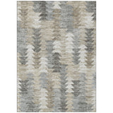 5' X 8' Taupe Beige And Tan Geometric Washable Indoor Outdoor Area Rug